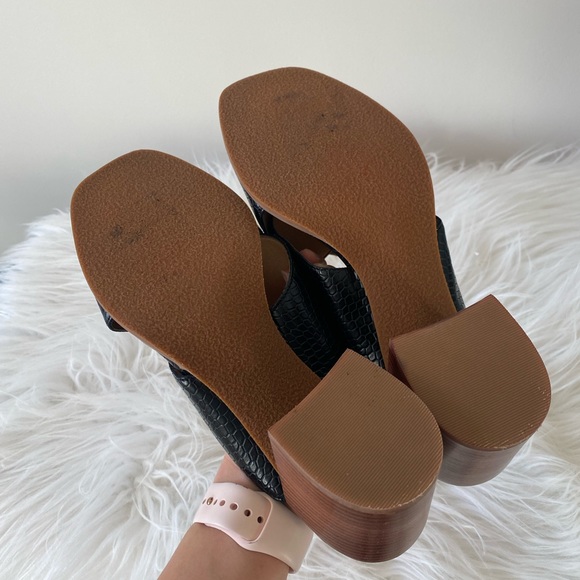 NEW Susina black cross trap square toe block heel sandal size 8.5 - Picture 6 of 6